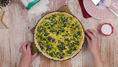 Quiche de Espinacas, Champiñones y Queso Parmesano